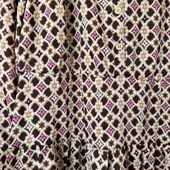 LOFT Geometric Split Neck Flare Dress New Womens Size 8 New With Tag - Picture 5 of 10